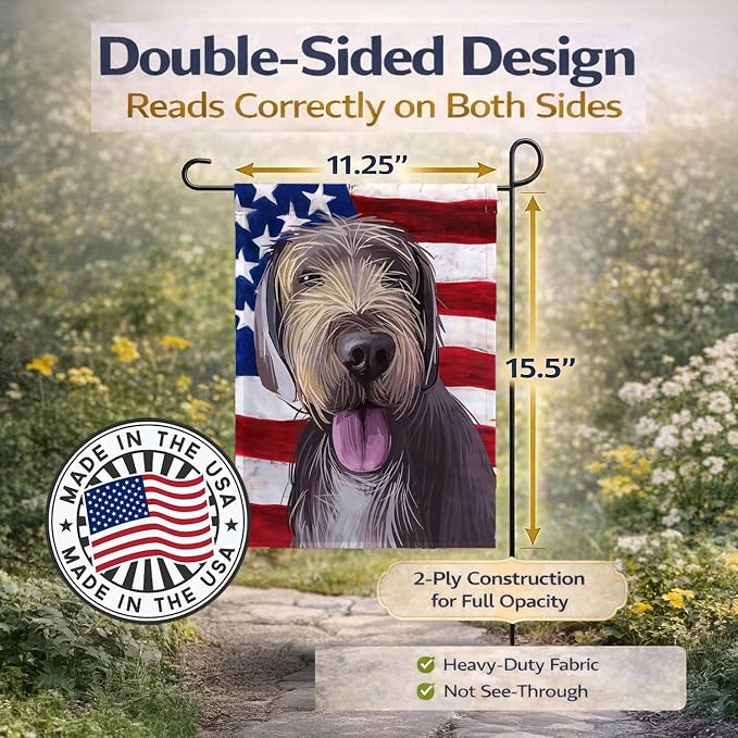 Caroline's Treasures CK6712GF Slovak Rough-haired Pointer American Flag Garden Flag Mailbox Flag Decorative Yard Flag Banner Outside Patio Artwork Yard Flower Beds, Garden Size, Multicolor