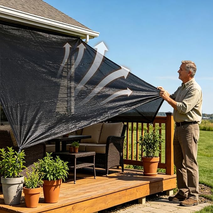 40% Shade Cloth for Garden,6.5×6.5FT HDPE Sunblock Shade Mesh Tarp with Grommets, Sun Shade Netting for Plants Greenhouse Garden Patio Pergola Chicken Coop