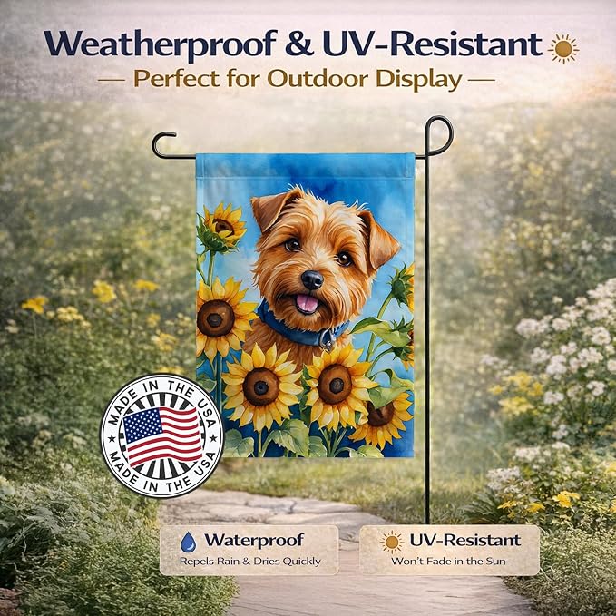 Caroline's Treasures DAC6125GF Norfolk Terrier in Sunflowers Garden Flag Mailbox Flag Decorative Yard Flag Banner Outside Patio Artwork Yard Flower Beds, Garden Size, Multicolor