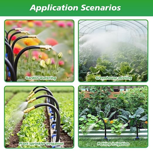 360° Adjustable Drip Irrigation System - Garden Watering System 50FT with 15 Nozzles, Drip Irrigation Kit for Garden, Yard, Lawn, Greenhouse, Plants, 5/16 inch Hose