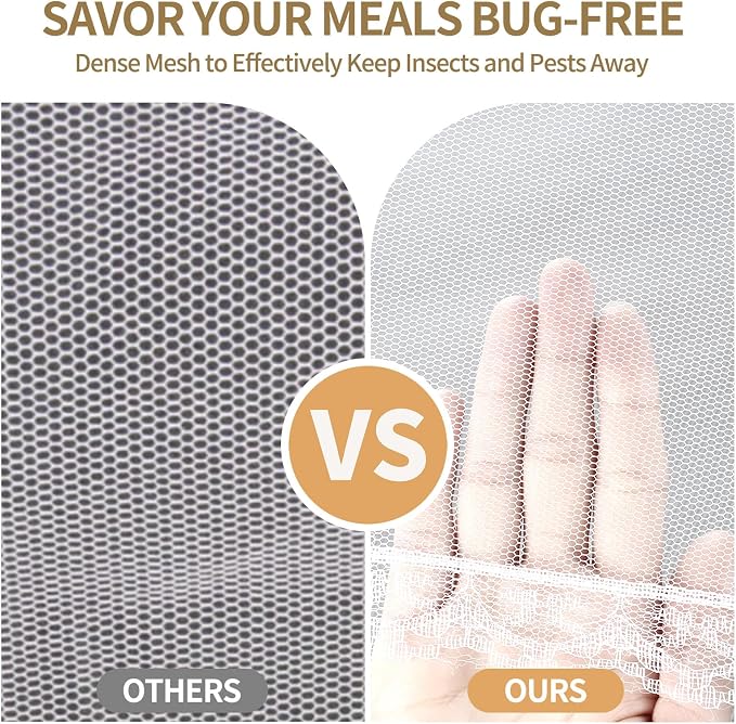 NEPAK 3 Large and Tall Food Covers, 17"x17" Food Tents Food Covers for Outdoors,Pop-up Mesh Food Covers Nets for Outside,Screen Tents,Parties Picnics, BBQ,Reusable and Collapsible