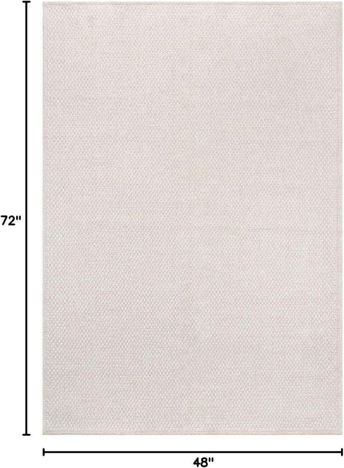 CAMILSON Easy Jute Rug 4x6, Indoor Outdoor Off-White Farmhouse Area Rugs for Living Room Patio and Kitchen Rug, Solid Woven Design, Easy-Cleaning, Washable Outside Carpet Alfombras (4 x 6)