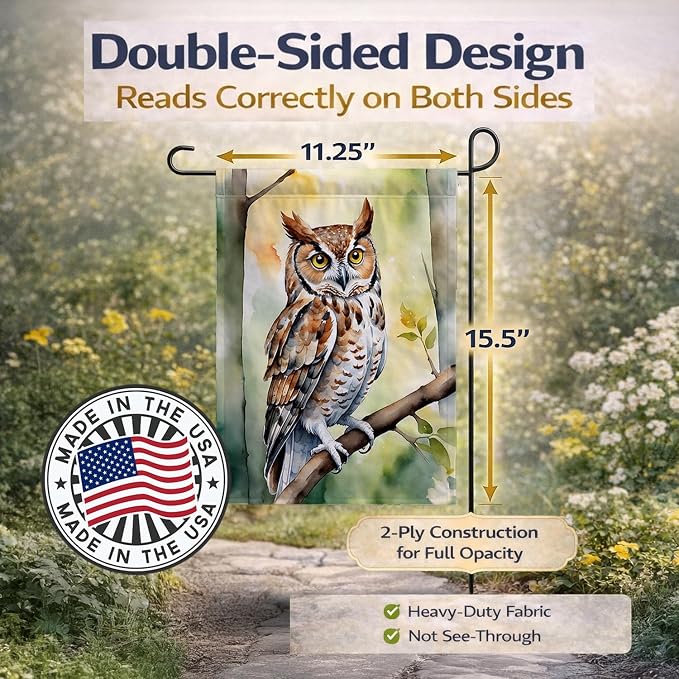 Caroline's Treasures Eastern Screech Owl Garden Flag Mailbox Flag Decorative Yard Flag Banner Outside Patio Artwork Yard Flower Beds, Garden Size, Multicolor