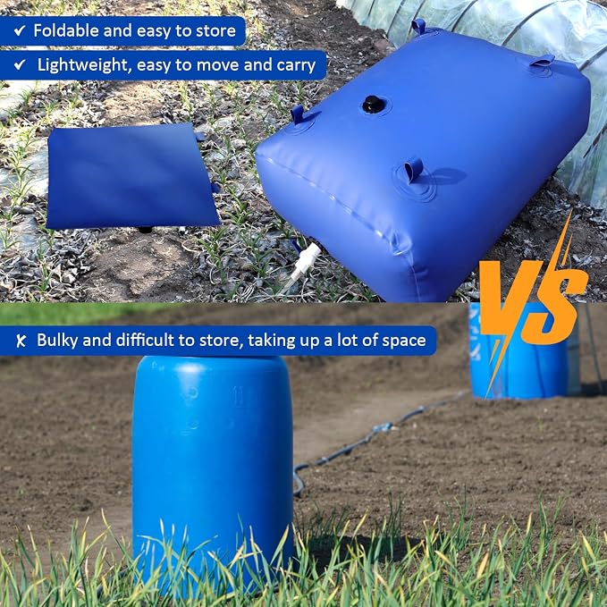 Portable Water Storage Bladder Containers, Foldable Water Storage Tank with Valve, Agricultural, Drought Resistance, Fire Prevention,Garden & Farm & Equestrian Water Container Carrier Cart（2000L