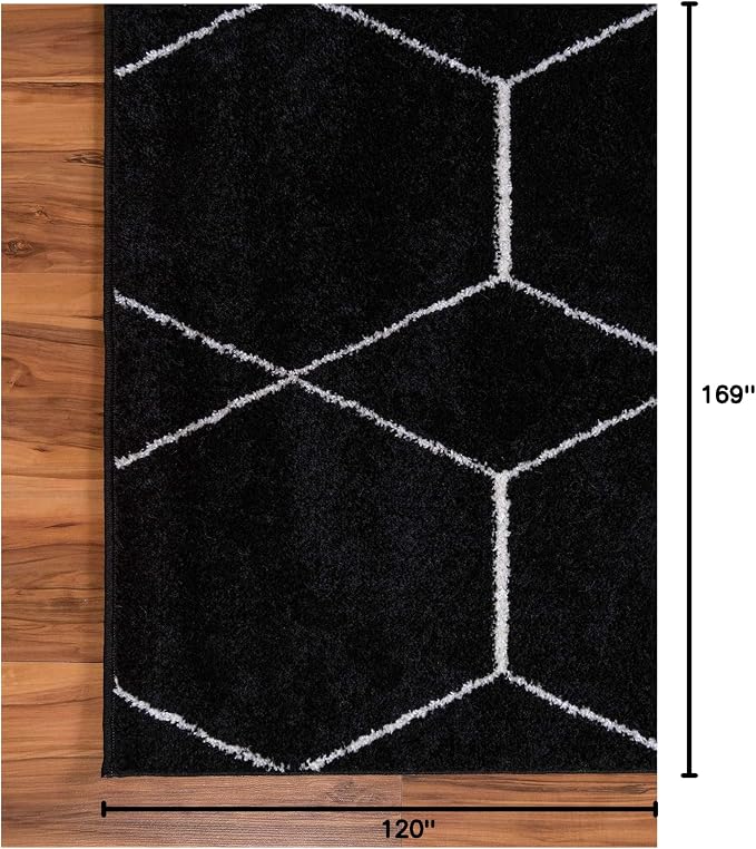 Unique Loom Trellis Frieze Collection Area Rug - Geometric (10' x 14' 1", Black/ Ivory)