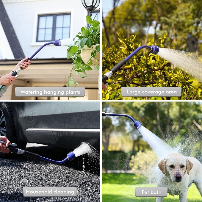 RESTMO Heavy Duty Full Metal 24 Inches Watering Wand, Gentle Soft Full Shower Sprayer Wand with Lockable Front Trigger, Hose Wand for Hanging Baskets, Shrubs, Plants, Flowers, Garden and Lawn, Purple