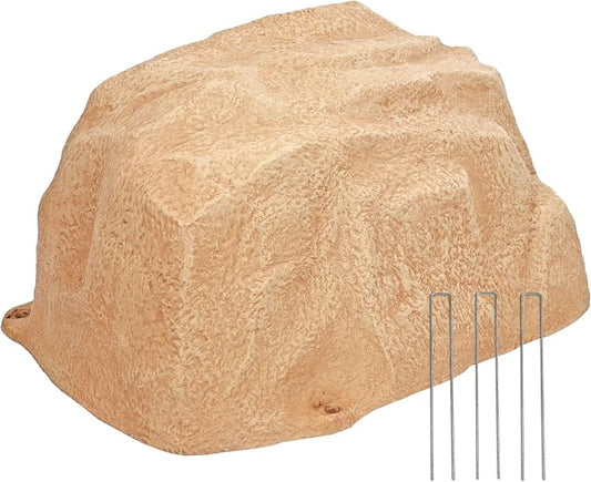 Sunnydaze 14” H Medium Faux Landscape Rock Cover - Lightweight Polyresin Fake Rock Well Pump Cover for Outside – Realistic Natural Texture – Sand