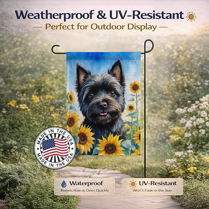 Caroline's Treasures DAC6043GF Cairn Terrier in Sunflowers Garden Flag Mailbox Flag Decorative Yard Flag Banner Outside Patio Artwork Yard Flower Beds, Garden Size, Multicolor