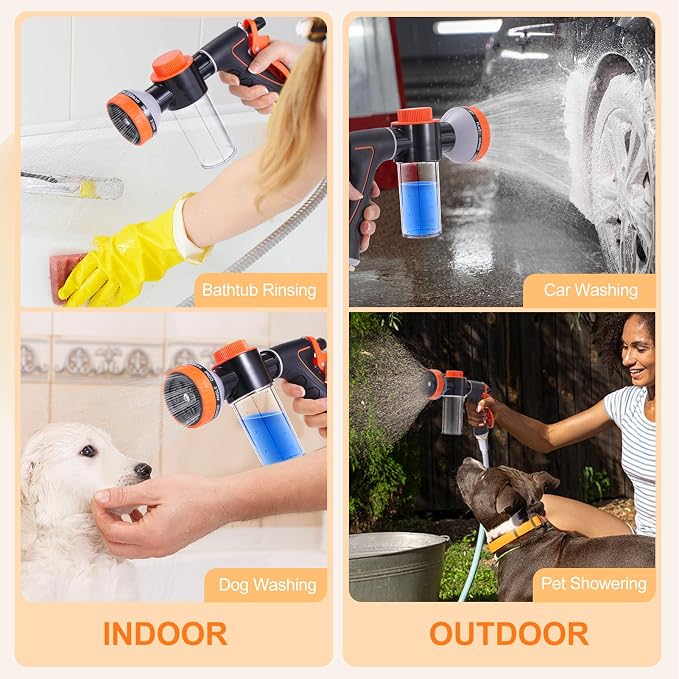 Dog Shower Attachment with Metal 3-Way Shower Diverter & 100inches Shower Hose for Bathroom Showr Arm, Dog Wash Hose Nozzle Sprayer for Easy Pet Bathing Dog Washing Hose Attachment