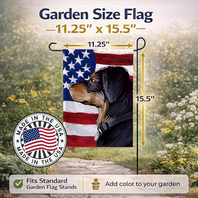 Caroline's Treasures CK6744GF Transylvanian Hound American Flag Garden Flag Mailbox Flag Decorative Yard Flag Banner Outside Patio Artwork Yard Flower Beds, Garden Size, Multicolor