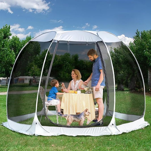 Alvantor Pop Up Screen House Tent, Instant Outdoor Gazebo with Mosquito Netting & UPF 50+ Sun Protection, Portable Canopy Shelter for Patio, Backyard, Camping (2-10 Person)