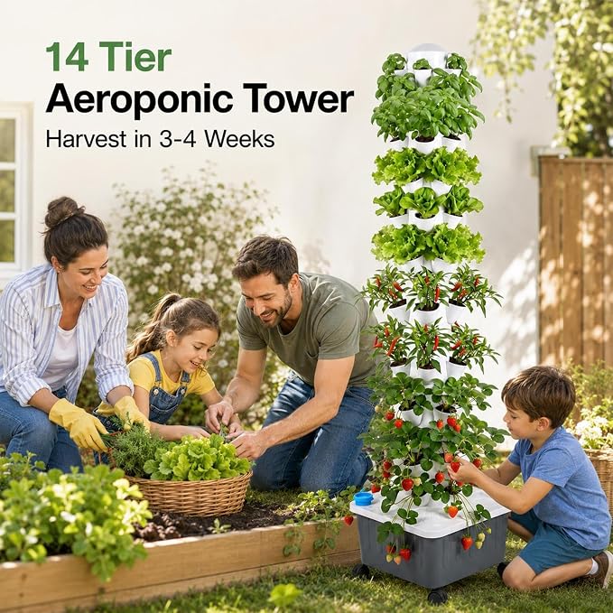 Hydroponic Tower 70 Crops Vertical Indoor Garden System with Auto Water Circulation & 20L Tank Soil‑Free Tower for Vegetable Fruit Home Grow