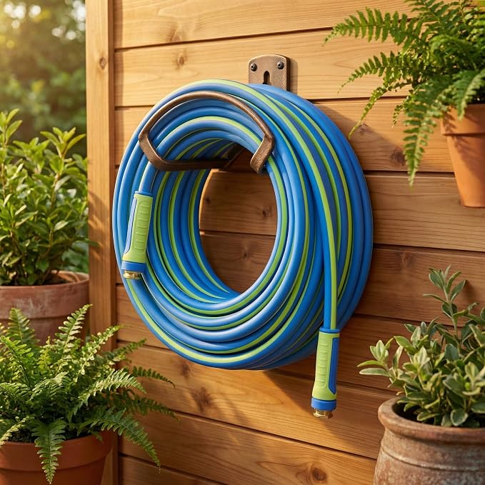 PremiumPro 50FT 5/8" Heavy Duty Reinforced Garden Hose, Large Flow,600 PSI Burst Pressure, Four Layer Hybrid Polymer Anti Kink with 360 Swivel Brass Connectors and handle for yard,washing & irrigation