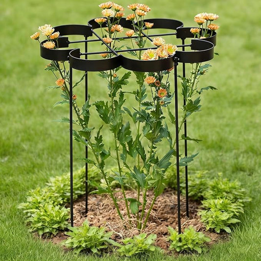 25" Peony Cages and Supports - Elegant Black Modern Flower Support Stakes for Peonies & Dahlias - Designed for Stability & Growth - Perfect for Gardens & Patios