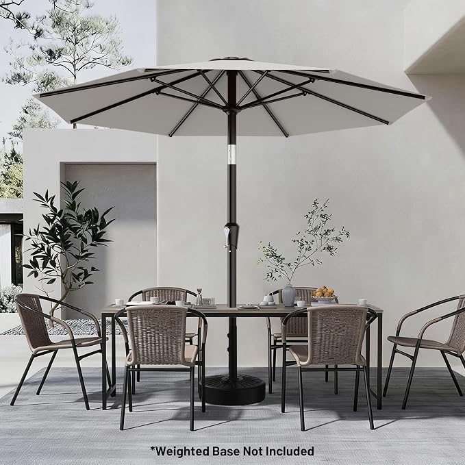 AreShark 9 FT Patio Umbrella for Outdoor, Outdoor Table Umbrella with Push Button Tilt and Crank, Outdoor Patio Umbrellas with 8 Sturdy Ribs for Market, Garden, Pool (Light Gray)