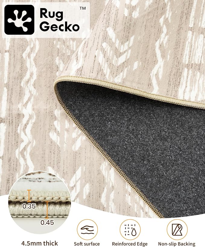 Miukiki Washable 2x6 Runner Rug Hallway Non Slip Kitchen Runner Brown | Machine Washable Long Floor Runner for Hallway Entryway Laundry Room Living Room Bedroom, Stain Resistant Indoor Carpet 2'x6'