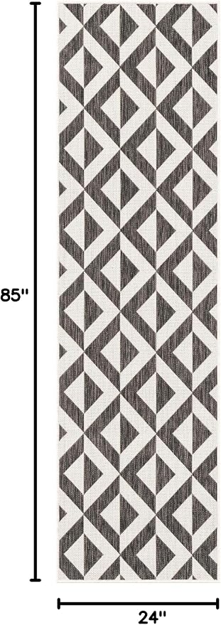 Jill Zarin Jill Zarin Outdoor Collection Area Rug - Napa (2' x 7' 1" Runner Charcoal Gray/Ivory)