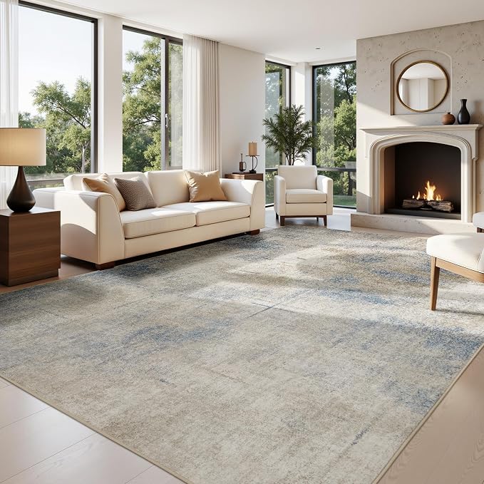 Joydeco 8x10 Area Rugs for Living Room, Non Slip Modern Abstract Machine Washable Rug, Low Pile Stain Resistant Non-Shedding Thin Carpet for Bedroom, Dining Room, Home Office Decor, Pet Child Friendly