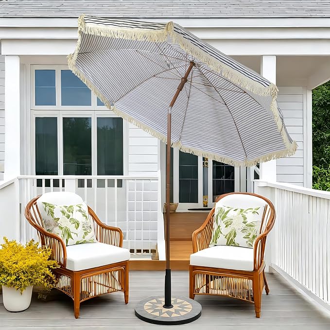Hula Thatched Tiki Umbrella Tropical Palapa Raffia Tiki Hut Hawaiian Patio Umbrella with Fringe Boho Parasol 6' 8' & 9' Options