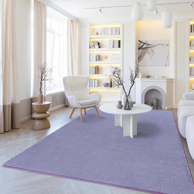 Amearea Modern Area Rug for Bedroom Living Room, 4x6 Purple Memory Foam Rug | Thickened Fluffy Indoor Washable Rugs Non Slip Minimalist Carpet for Kids Boys Girls Dorm Nursery Room Decor