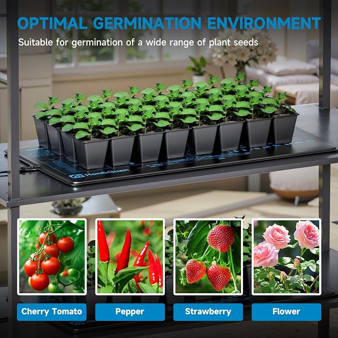 Hon&Guan 10"x 20.75" Seedling Heat Mat with Digital Thermostat Combo Set,Waterproof Plant Heating Pad for Germination,Indoor Gardening,Greenhouse