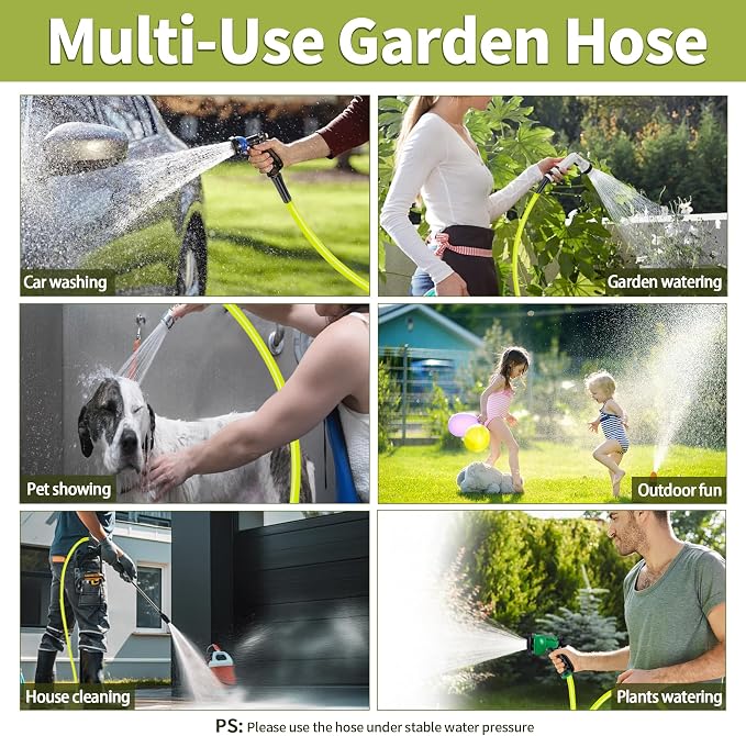 DAVCO Garden Hose 50FT x 5/8" ID - Lightweight Hybrid Rubber, Kink-Free & Burst Resistant, Lead-Free Drinking Water Safe with 3/4" GHT Solid Brass Fittings for Yard, Patio, RV and Car Wash