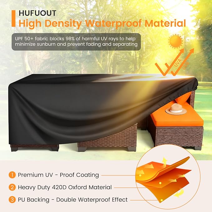 Patio Furniture Covers, Outdoor Furniture Cover Waterproof, General Purpose, Outside Table and Chair Covers, Heavy Duty 420D (Black,126.4"L x 63.4"W x 28"H)