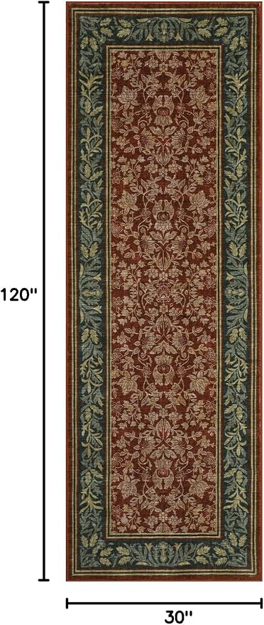 GarveeHome Washable 2.5x10 Hallway Runner Rug Non Slip Kitchen Rugs, Red | Boho Vintage Runner Rugs with Rubber Backing Soft Low-Pile Stain Resistant Indoor Long Carpet for Entryway Bedroom Laundry