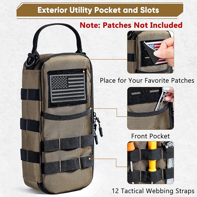 Heavy Duty Small Tool Bags for Men with Carabiner,Tactical Tool Pouch Bag,Portable Utility Tools Storage Organizer Case with Shoulder Strap for EDC,Motorcycle,Camping, Road Trip, Electricians