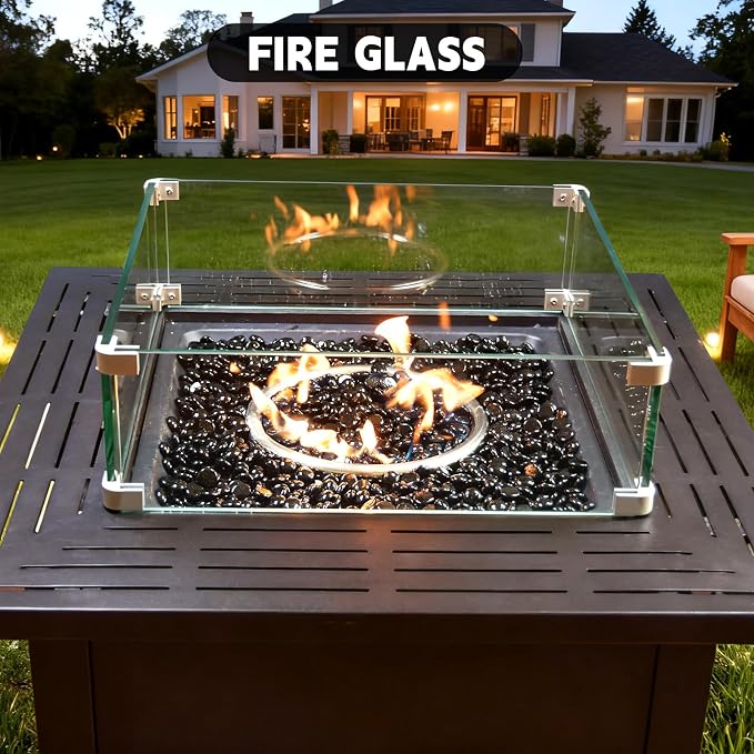 3/4 Inch Fire Glass Beads,10 Pounds Fire Pit Glass Beads High Luster for Gas Fireplace, Fire Pit Table,Landscaping (Onyx Black Luster)