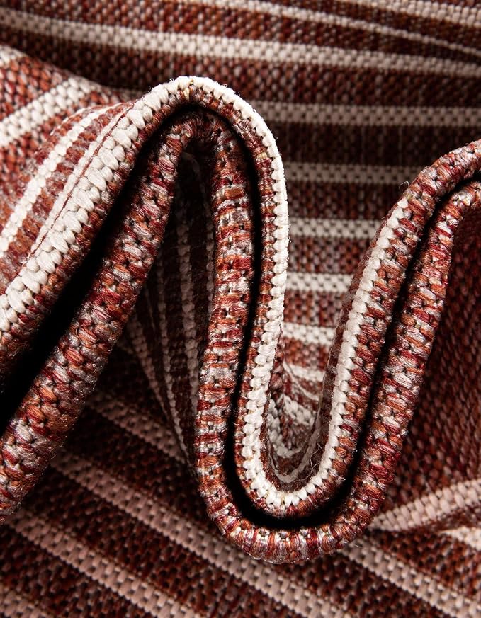 Unique Loom Outdoor Modern Collection Area Rug - Tambor (13' Round Rust Red/Ivory)