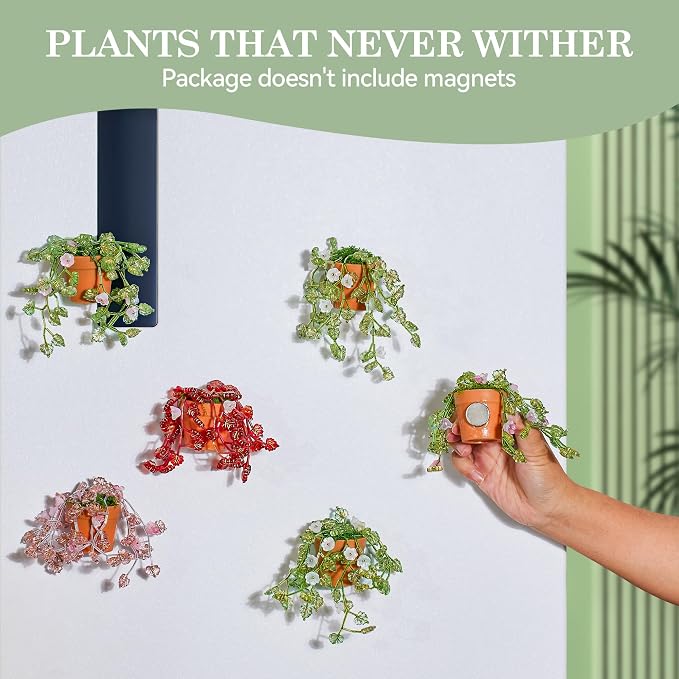 XHYMIA Beaded Plant Kit Green Glass Leaf Beads, Flower Glass Beads Mini Forever Plant Making and DIY Crafts with Video Tutorials