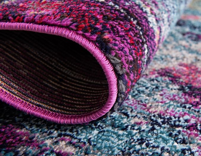 Unique Loom Chromatic Collection Modern Colorful & Vibrant Abstract Area Rug For Any Home Décor (2' 7 x 10' 0 Runner, Multi/ Light Blue)