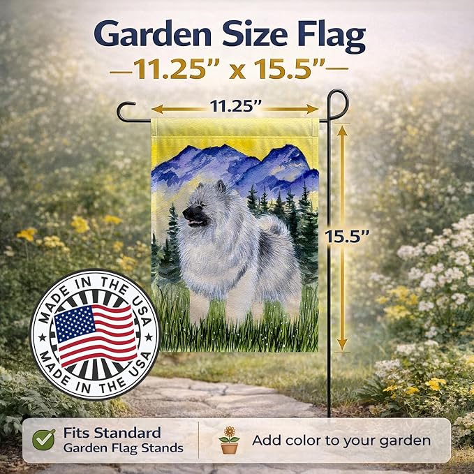 Caroline's Treasures SS8323GF Keeshond Garden Flag Mailbox Flag Decorative Yard Flag Banner Outside Patio Artwork Yard Flower Beds, Garden Size, Multicolor
