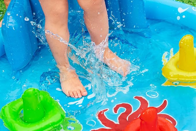 Bestway Seashapes Splash Pad | Baby Sensory Water Pool, with Backrest, Sunshade and Games, 6 Months +