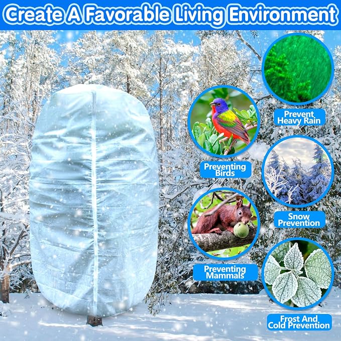 KXCOFTXI 2Pcs Plant Covers, 7.9x5.9FT Winter Tree Covers with Drawstring and Zipper, Frost Cloths for Outdoor Plants (White)
