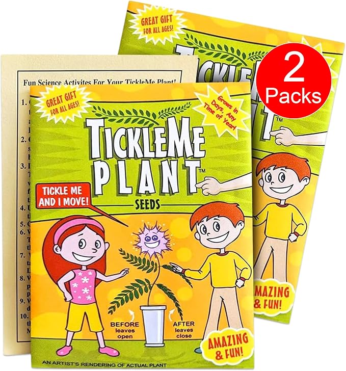 TickleMe Plant Seeds (2-Pack) – Touch-Sensitive Plant that Closes Leaves When Touched – Easy Indoor House Plant Seeds – Fun Educational Activity for Kids & Adults