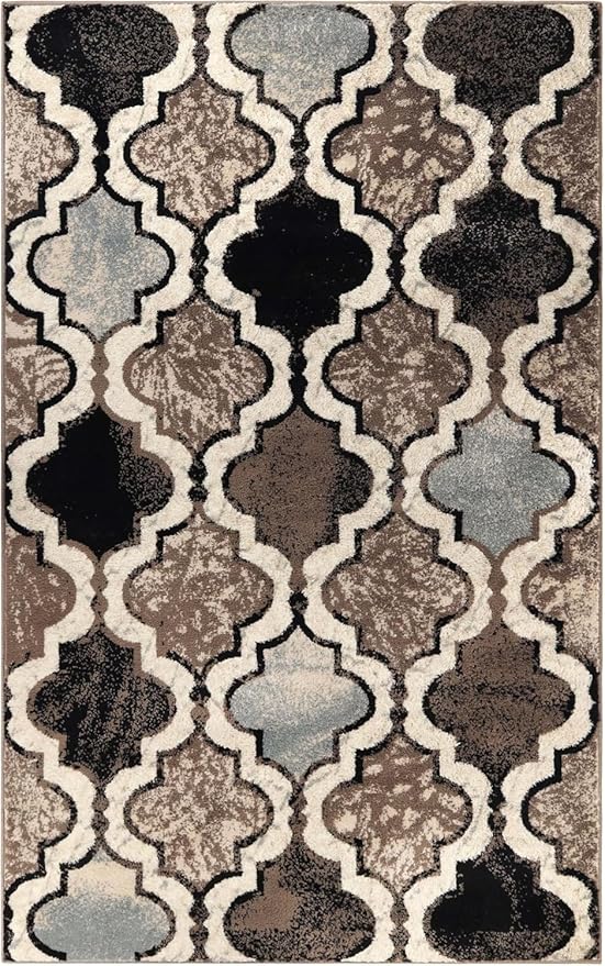 Superior Modern Indoor Area Rug, Non Slip Rug, 3'x5', Ivory | Geometric Design Floor Décor, Easy Care High Traffic Areas Living Dining Room, Bedroom, Office, Entryway, Viking Collection