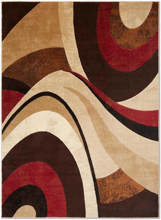 Home Dynamix Tribeca Slade Contemporary Abstract Area Rug, Brown/Red, 18.9"x31.5"