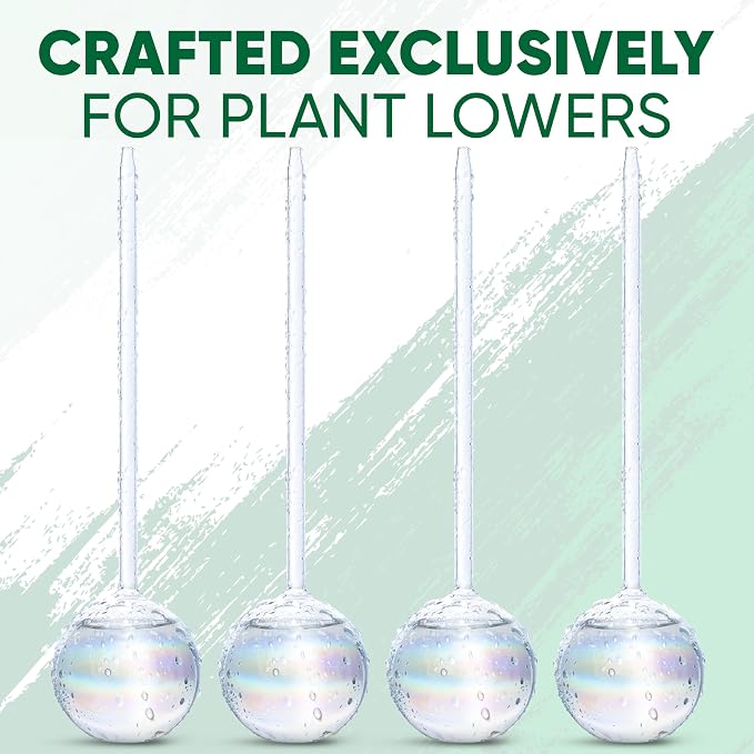 Clear Plant Watering Globes Set of 4 - Large Self Watering Globes for Indoor & Outdoor Plants - Automatic, Glass Watering Bulbs for Daily Use, Plant Watering Devices