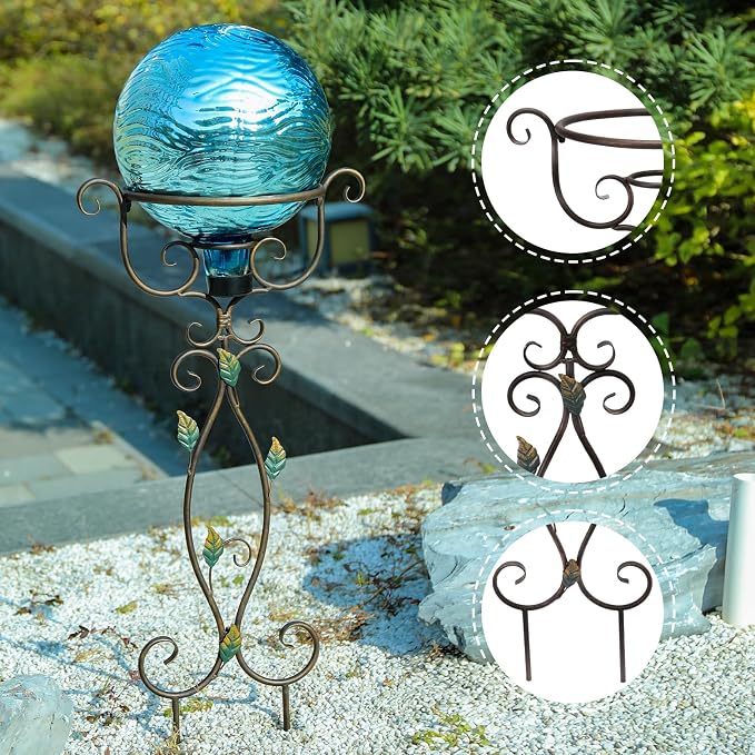 VCUTEKA Gazing Ball Stand, Metal Garden Gazing Globes Stand for 8-10" Balls | 30" H Gazing Balls Stand, Metal Gazing Globe Stand for 8-10 Inch Garden Gazing Globe, Indoor Outdoor Décor Accessories