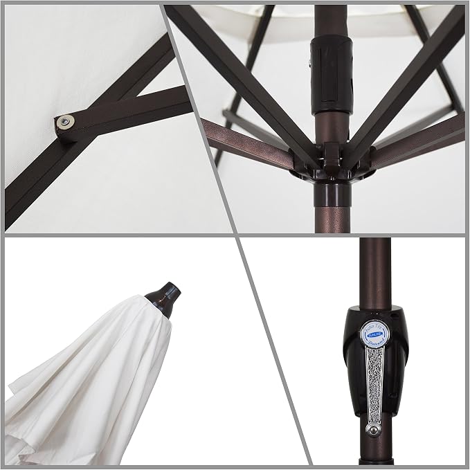 California Umbrella 9' Round Aluminum Outdoor Deck, Pool or Patio Umbrella, Crank Lift, Auto Tilt, Bronze Pole, Terracotta Olefin