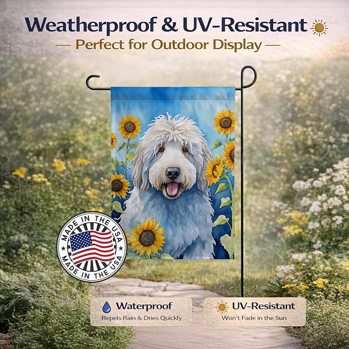 Caroline's Treasures DAC6107GF Komondor in Sunflowers Garden Flag Mailbox Flag Decorative Yard Flag Banner Outside Patio Artwork Yard Flower Beds, Garden Size, Multicolor
