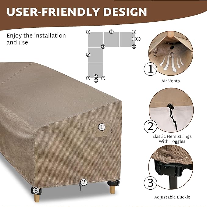 iBirdie Outdoor Sectional Cover fit 85 x 85 inch, 84 x 84, 83 x 83, 82 x 82 L-Shaped Patio Sofa Waterproof Weatherproof 600D Heavy Duty Garden Furniture Cover for Outside L Shape Couch, Brown