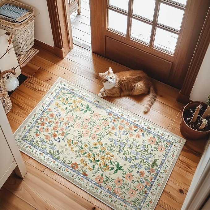 Machine Washable Area Rugs for Entryway: Door Mat Indoor Entrance 2x3 Small Throw Rug Non-Slip Low Pile Kitchen Rug for Front Door Indoor Entrance Entry Bedside Living Room