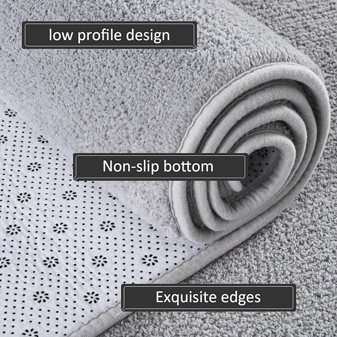 AROGAN 6x9 Area Rugs for Living Room Non Slip Dorm Bedroom Rug, Grey | Modern Area Rugs with Soft Memory Foam, Minimalist Washable Indoor Floor Carpet for Dining Room Office Kids Playroom Decor