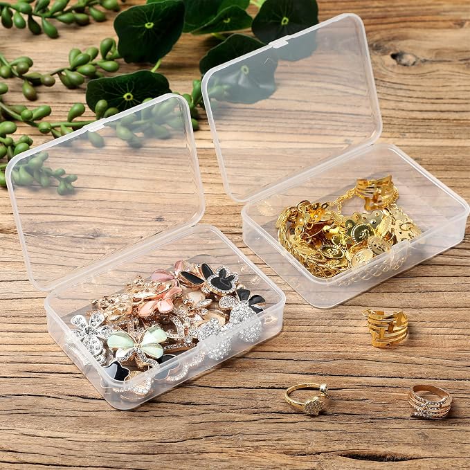 Tuanse 30 Pcs Clear Plastic Beads Storage Containers Box with Lids Multiple Sizes Storage Square Containers for Jewelry Beads Craft Supplies(4.1 x 3 x 1 Inch)
