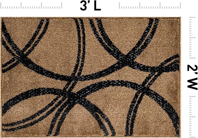 Rugshop Wavy Circles Modern Non-Shedding Living Room Area Rug Jute 2' x 3' | Rectangular, Size 2' x 3', Bedroom, Dining Room, Home Office, Kitchen, Entryway, Hallway, Nursery, Kids Room, Guest Room