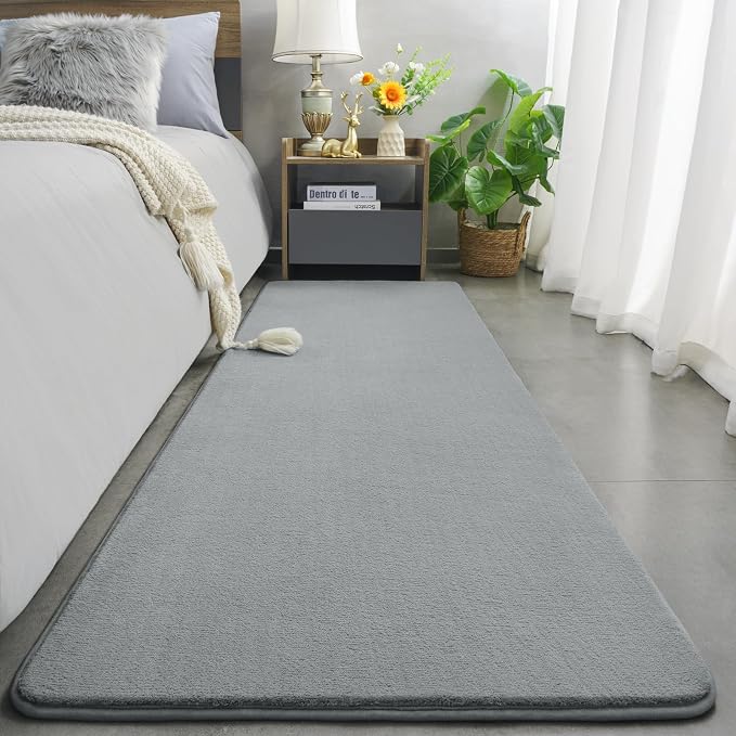 Amearea Modern Soft Hallway Runner Rug, 3x8 Feet Long Runners for Hallways | Washable Runner Rugs, Non Slip Memory Foam Rug Grey Runner Rugs Carpet for Entrance Kitchen Kids Room Decor