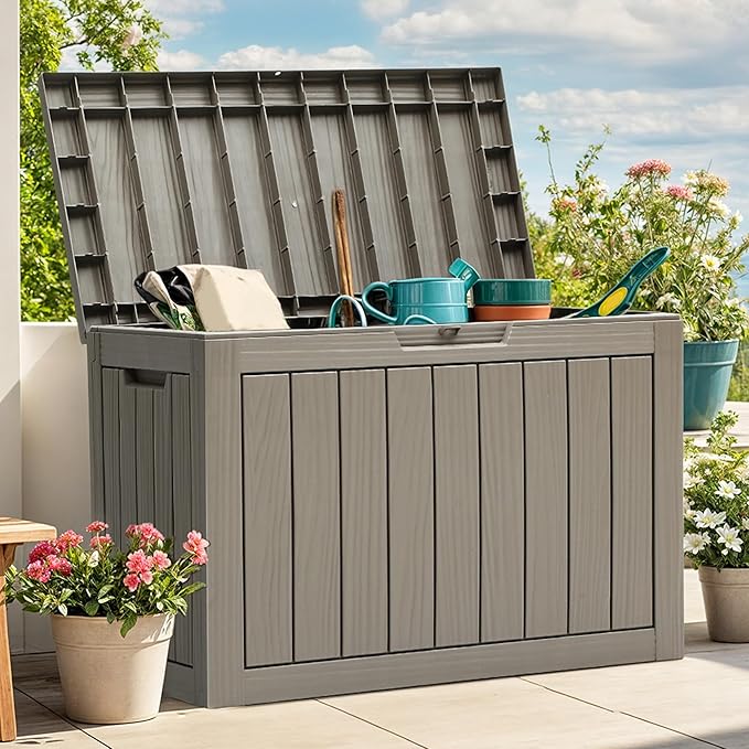 YITAHOME 45 Gallon Deck Box | Outdoor Storage Box for Patio Cushions, Outdoor Tools, Gardening Tools, Sports Equipment, and Throw Pillows, Lockable